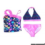 Girls OP 3 piece Navy Blue Hearts & Polka Dots Tankini Bikini Swimsuit Size 6 6X  B0765SDK1K